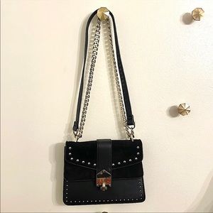 Topshop Edgy Black and Gold Studded Purse.
